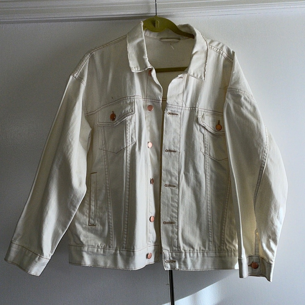 Free people off white denim jacket